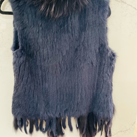 Real fur navy vest spring time size S - Picture 3 of 3